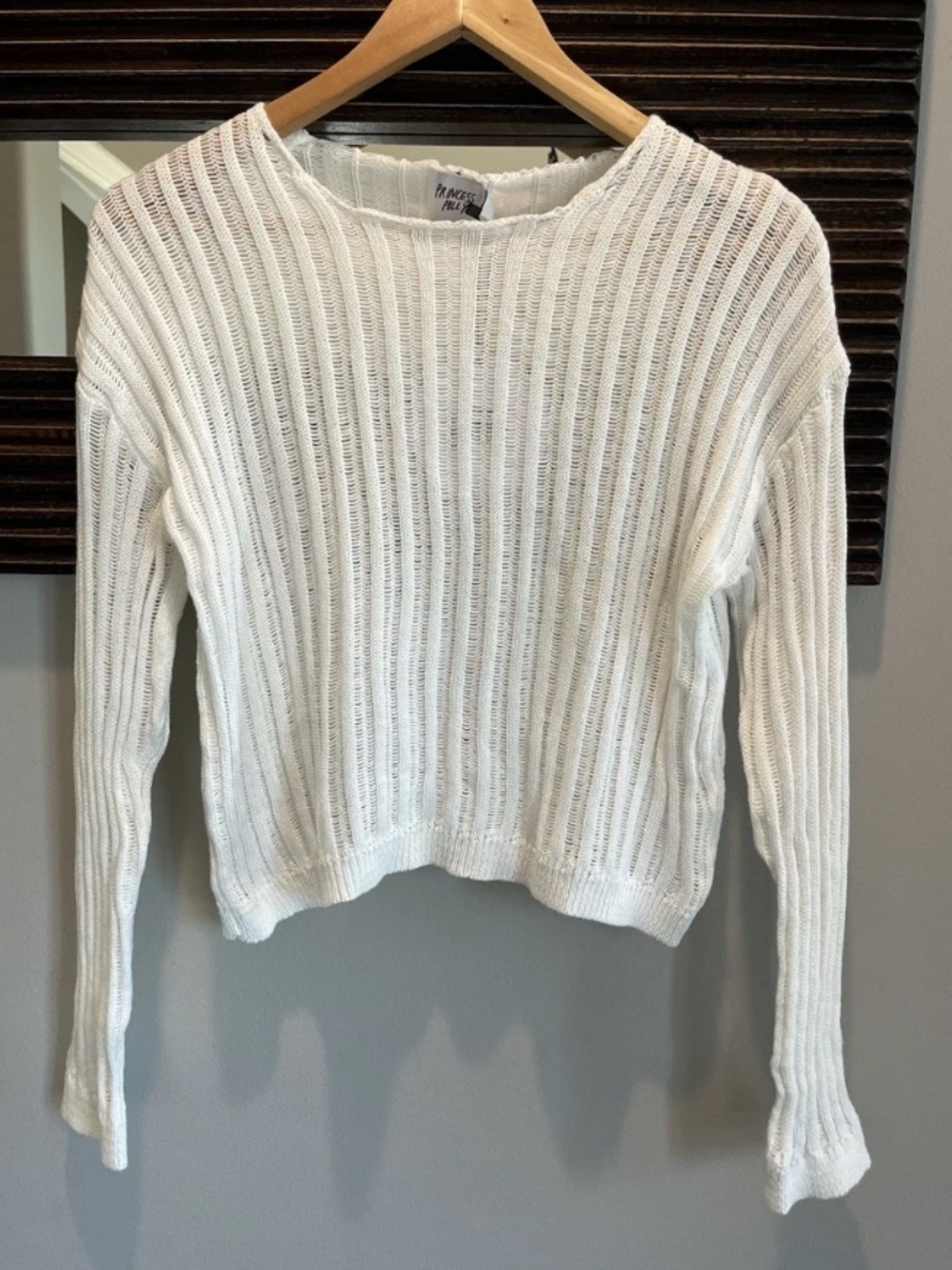 Princess Polly Adrianna White Knit Crewneck Sweater Women’s Size 0 New